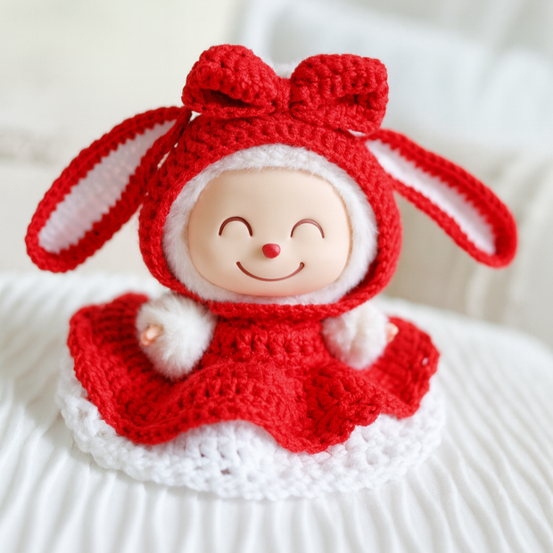 🎀Little Red Bow Crochet Doll Outfit Set ❤️🎀