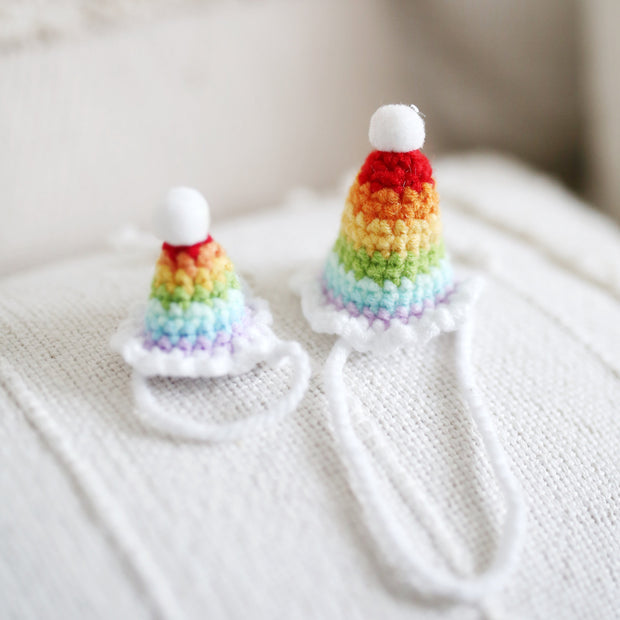Rainbow Party Hat Crochet Doll Hat🌈🎉✨