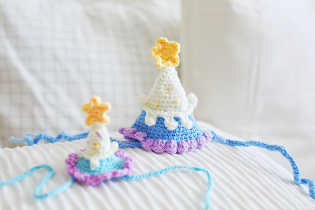 Starry Sky Birthday Crochet Doll Hat 💙⭐🎉