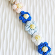 Blossom Circle Crochet Doll Bib/Collar – Blue & Pastel 🌸💙✨