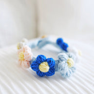 Blossom Circle Crochet Doll Bib/Collar – Blue & Pastel 🌸💙✨