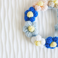 Blossom Circle Crochet Doll Bib/Collar – Blue & Pastel 🌸💙✨