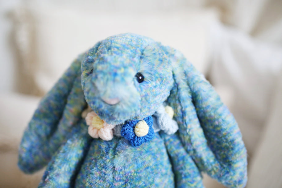 Blossom Circle Crochet Doll Bib/Collar – Blue & Pastel 🌸💙✨
