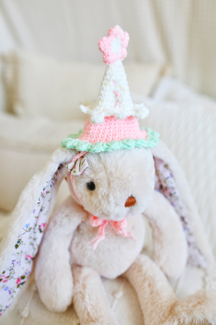 Pink Blossom Birthday Crochet Doll Hat 🌸🎀🎉