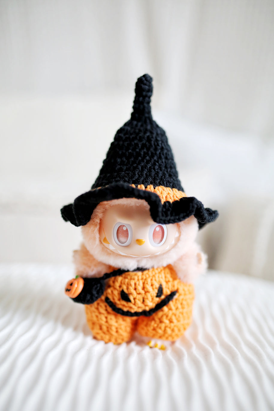 🎃 Jack-o’-Lantern Trick-or-Treat Crochet Doll Outfit 🖤🍬
