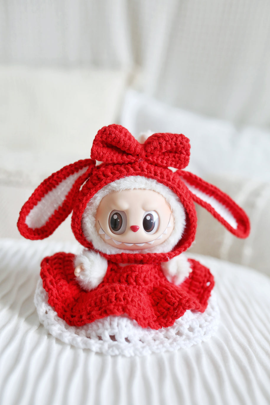 🎀Little Red Bow Crochet Doll Outfit Set ❤️🎀
