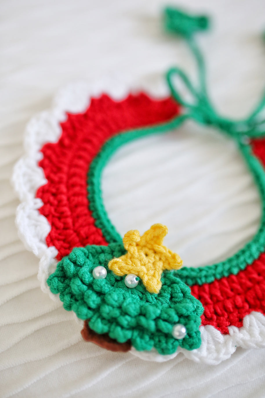🎄 Merry Pines Crochet Collar  – Handmade Christmas Tree Collars for Plush Toys, Dolls & Pets