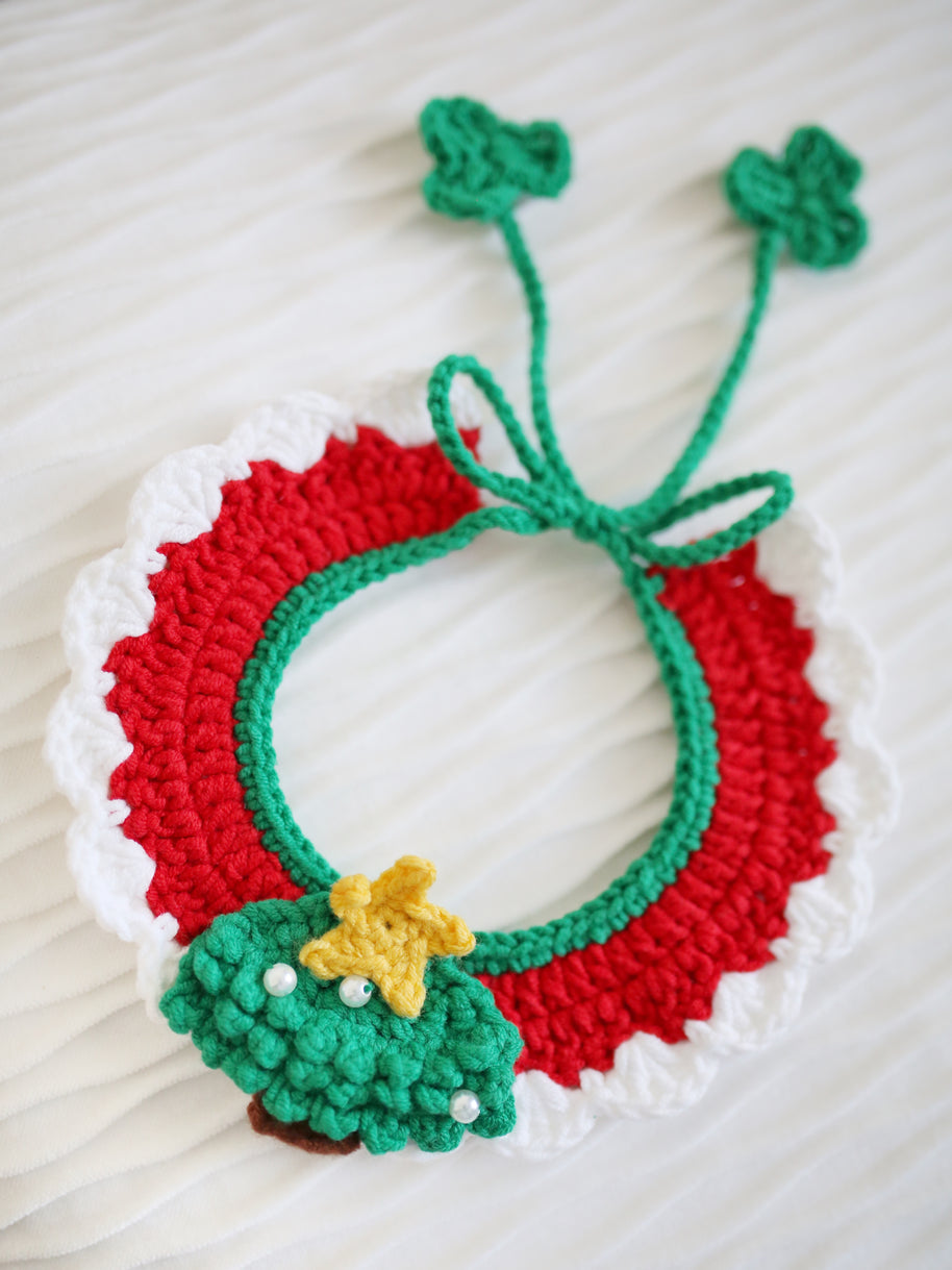 🎄 Merry Pines Crochet Collar  – Handmade Christmas Tree Collars for Plush Toys, Dolls & Pets