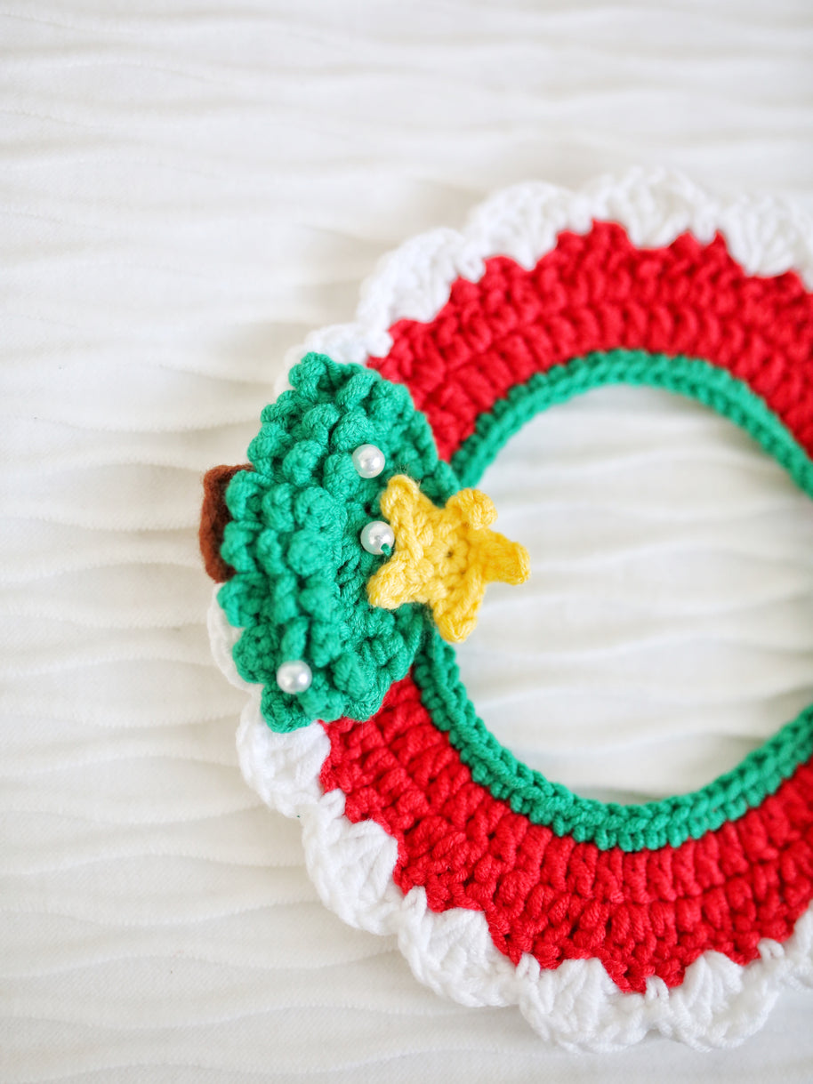 🎄 Merry Pines Crochet Collar  – Handmade Christmas Tree Collars for Plush Toys, Dolls & Pets