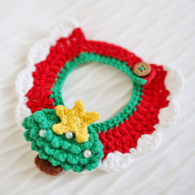 🎄 Merry Pines Crochet Collar  – Handmade Christmas Tree Collars for Plush Toys, Dolls & Pets