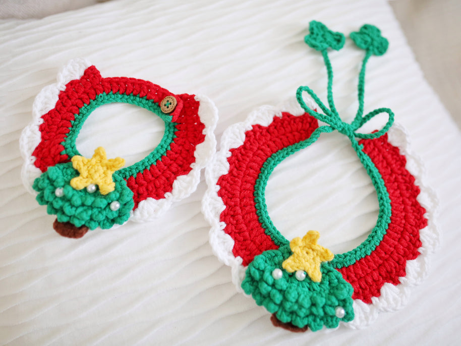 🎄 Merry Pines Crochet Collar  – Handmade Christmas Tree Collars for Plush Toys, Dolls & Pets