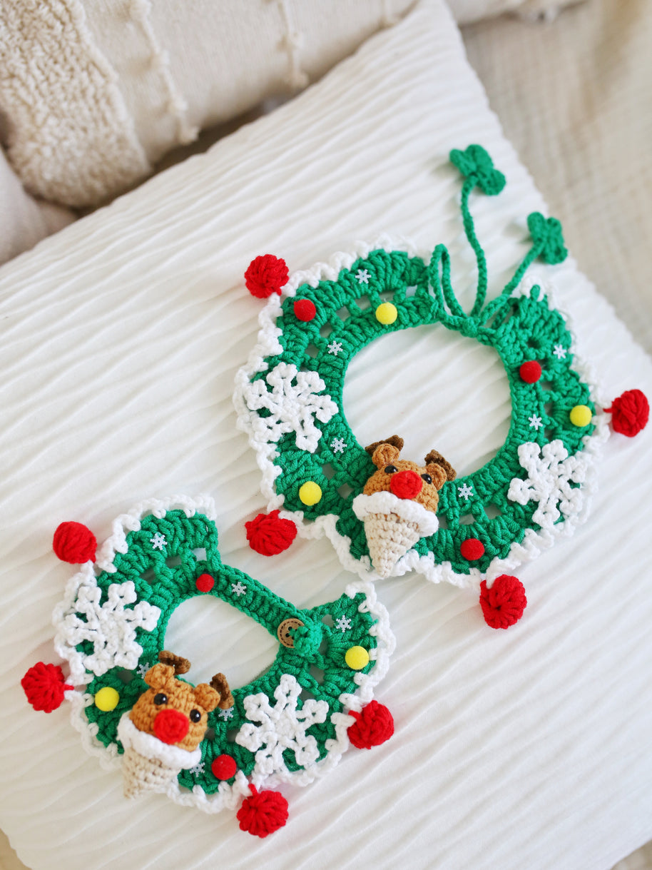 ✨Rudy Reindeer Crochet Collar  🦌❄️ – Holiday Outfit for Plushies, Dolls & Pets🎁