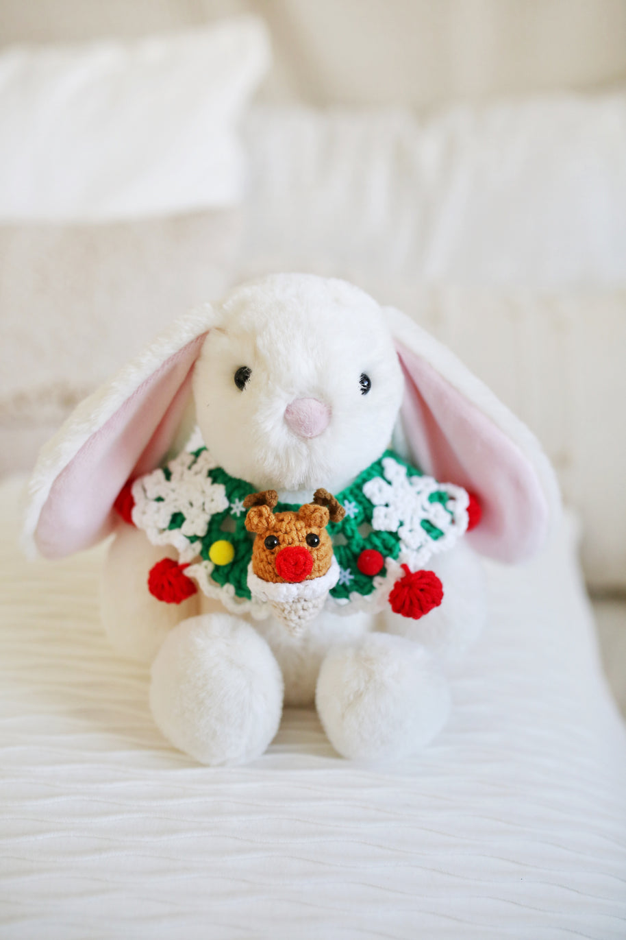 ✨Rudy Reindeer Crochet Collar  🦌❄️ – Holiday Outfit for Plushies, Dolls & Pets🎁