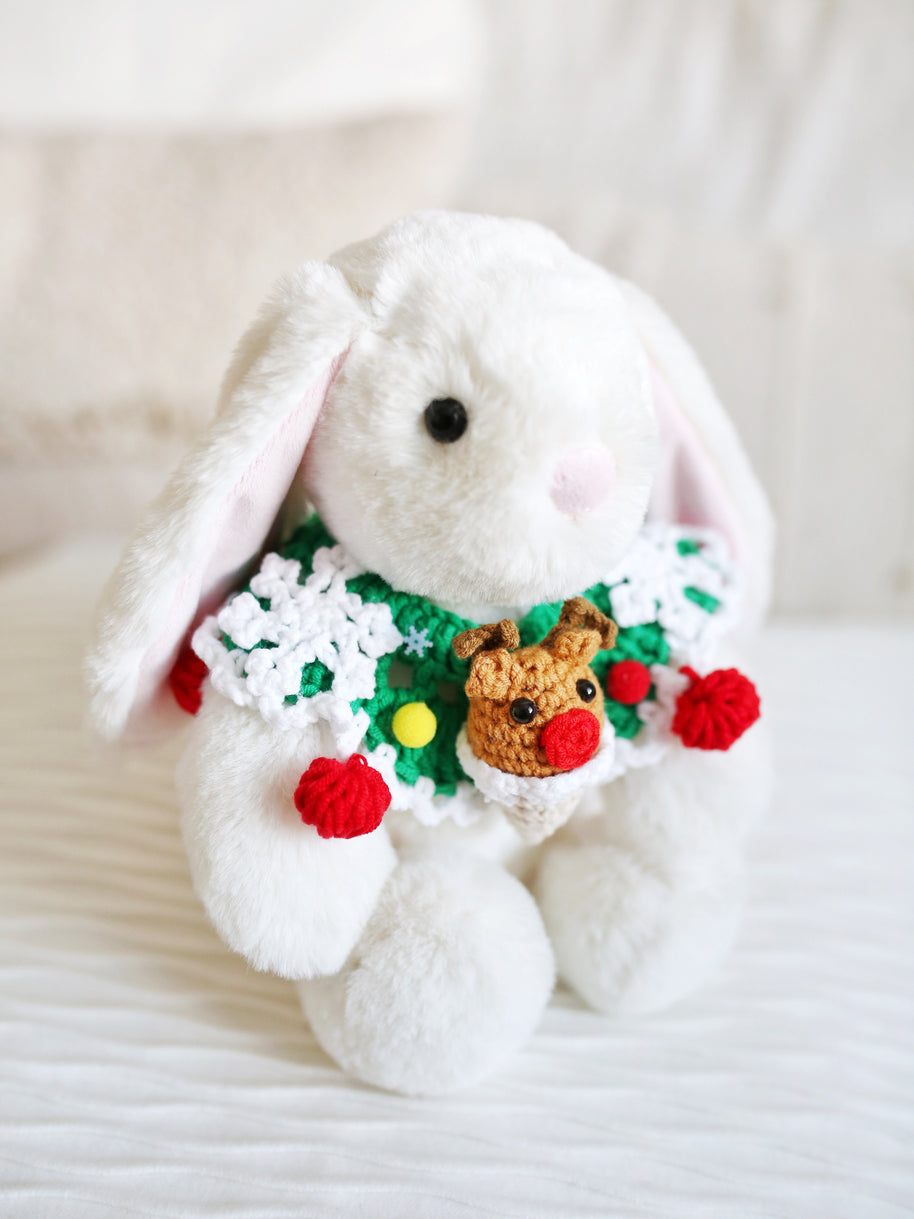 ✨Rudy Reindeer Crochet Collar  🦌❄️ – Holiday Outfit for Plushies, Dolls & Pets🎁