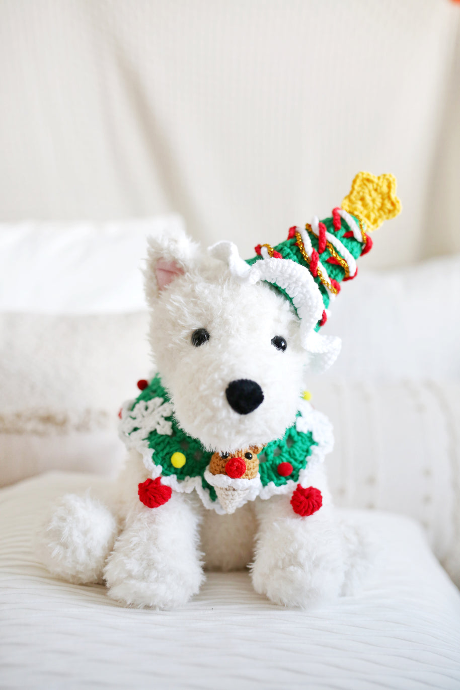 ✨Rudy Reindeer Crochet Collar  🦌❄️ – Holiday Outfit for Plushies, Dolls & Pets🎁