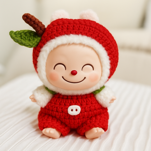 Red Apple Crochet Doll Outfit Set 🍎🍃