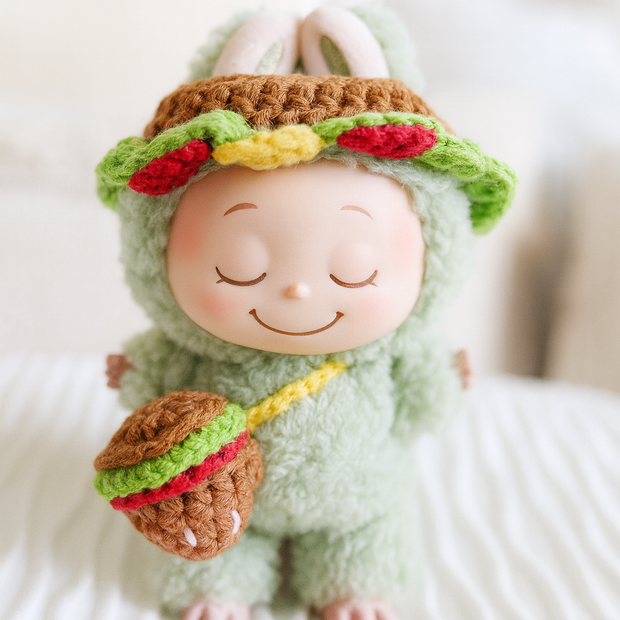 🍔Handmade Burger Buddy Crochet Doll Outfit Set 🍔🎒