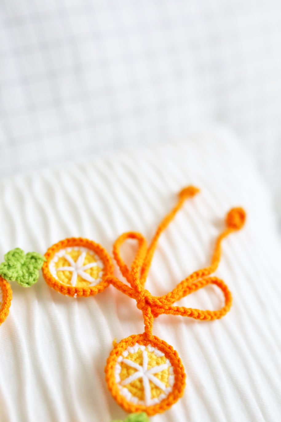 Handmade Crochet Orange Slice Doll Bib/Collar 🍊