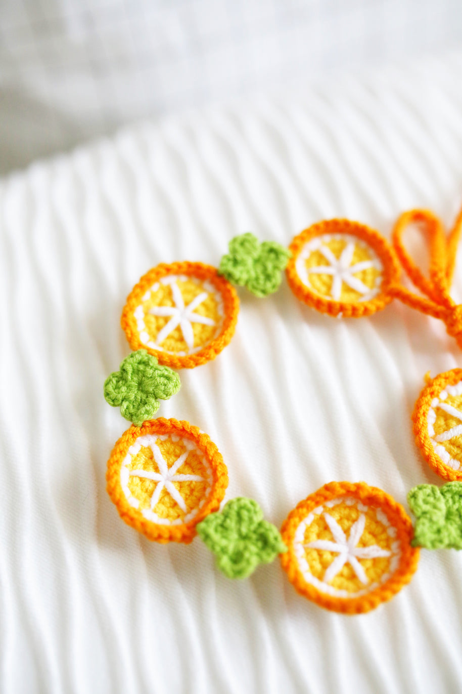 Handmade Crochet Orange Slice Doll Bib/Collar 🍊