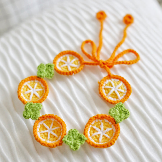 Handmade Crochet Orange Slice Doll Bib/Collar 🍊