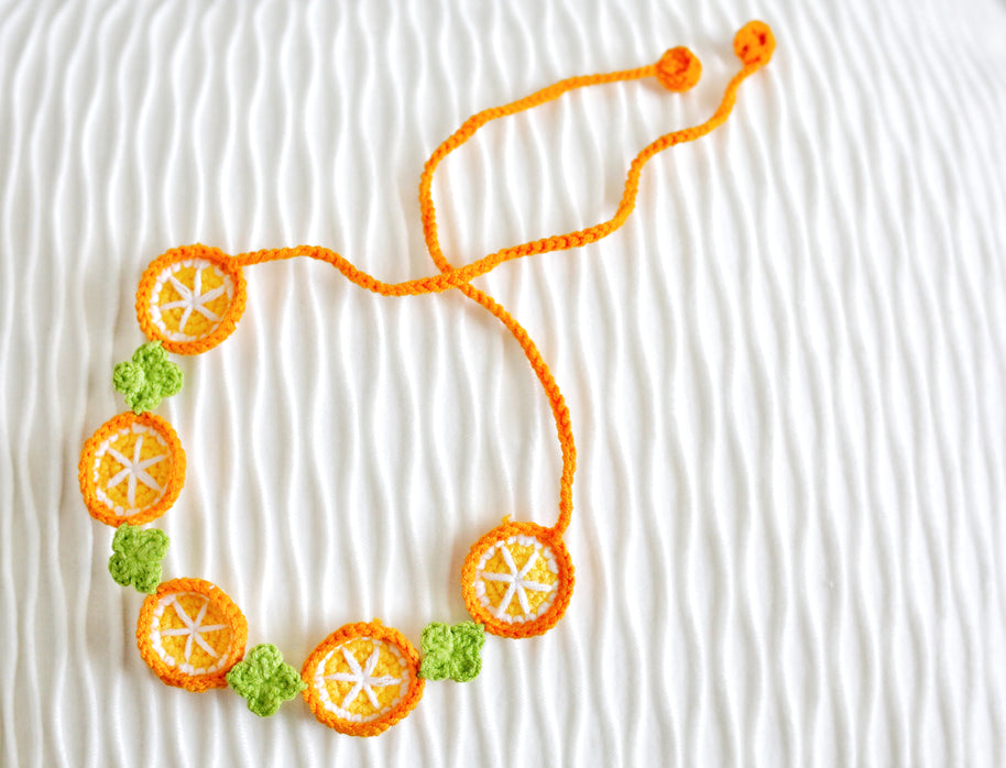 Handmade Crochet Orange Slice Doll Bib/Collar 🍊