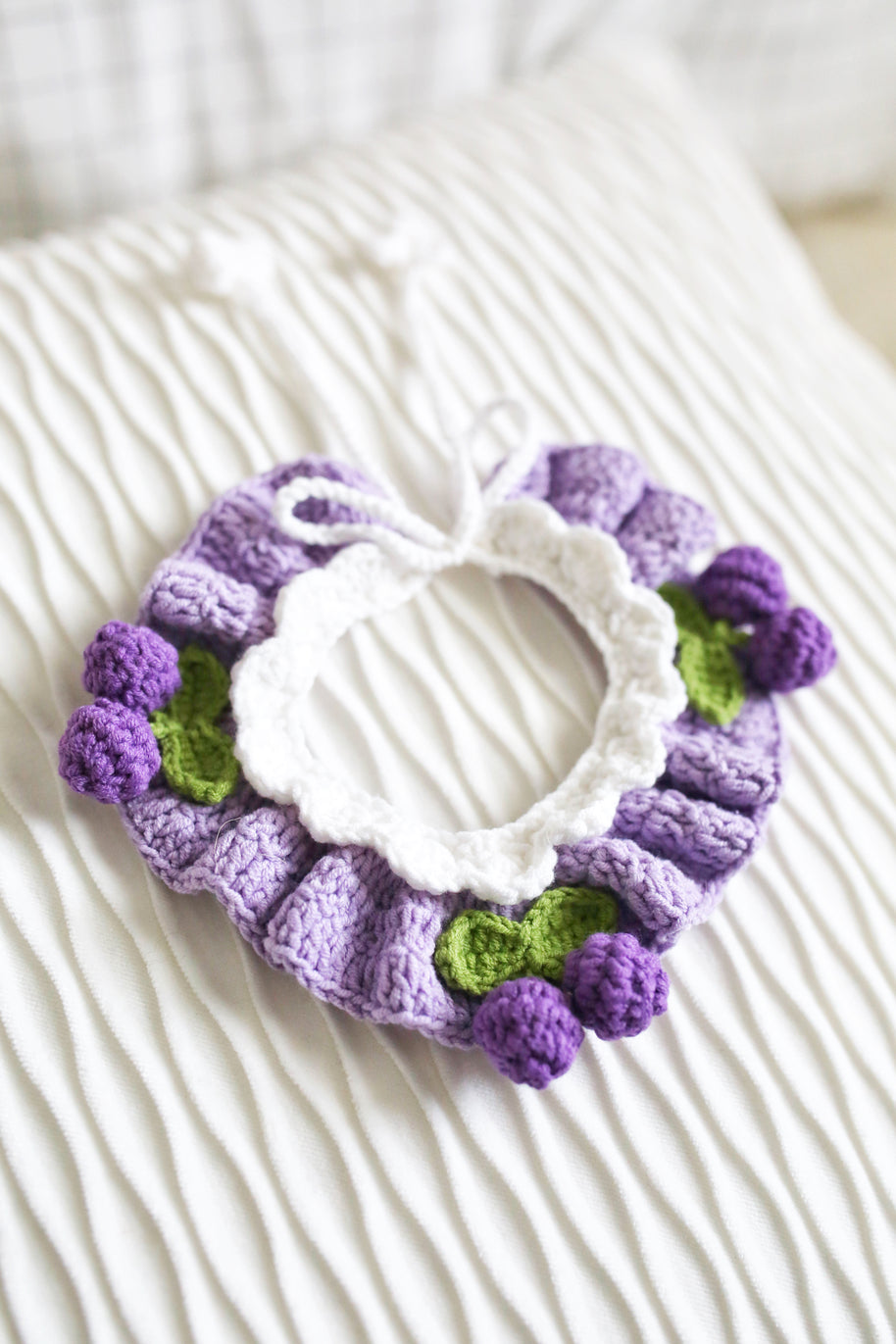 💜Berry Bloom Crochet Doll Bib/Collar 🍇🌸💜