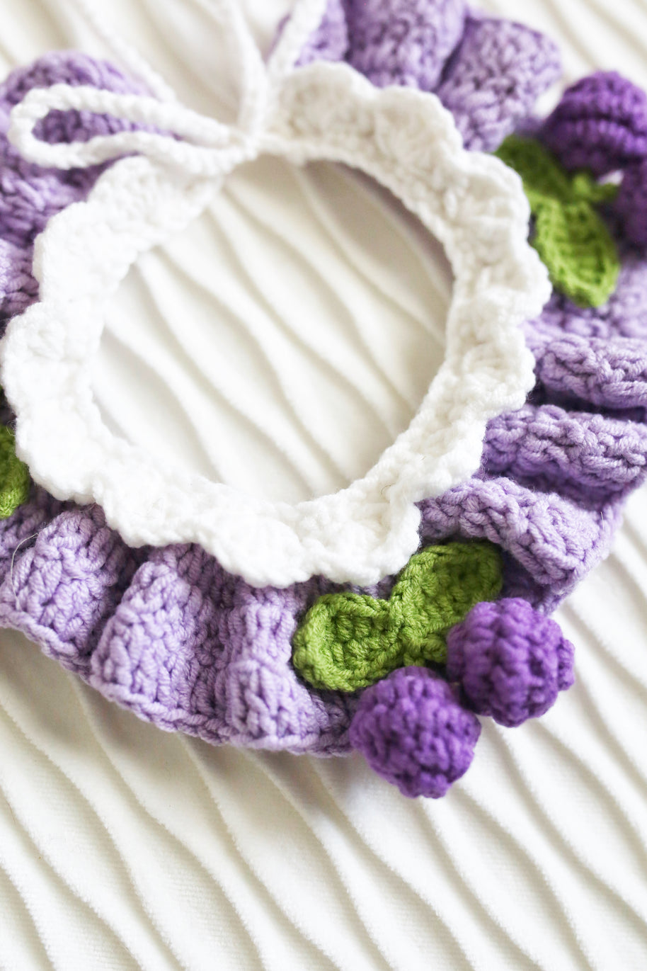 💜Berry Bloom Crochet Doll Bib/Collar 🍇🌸💜