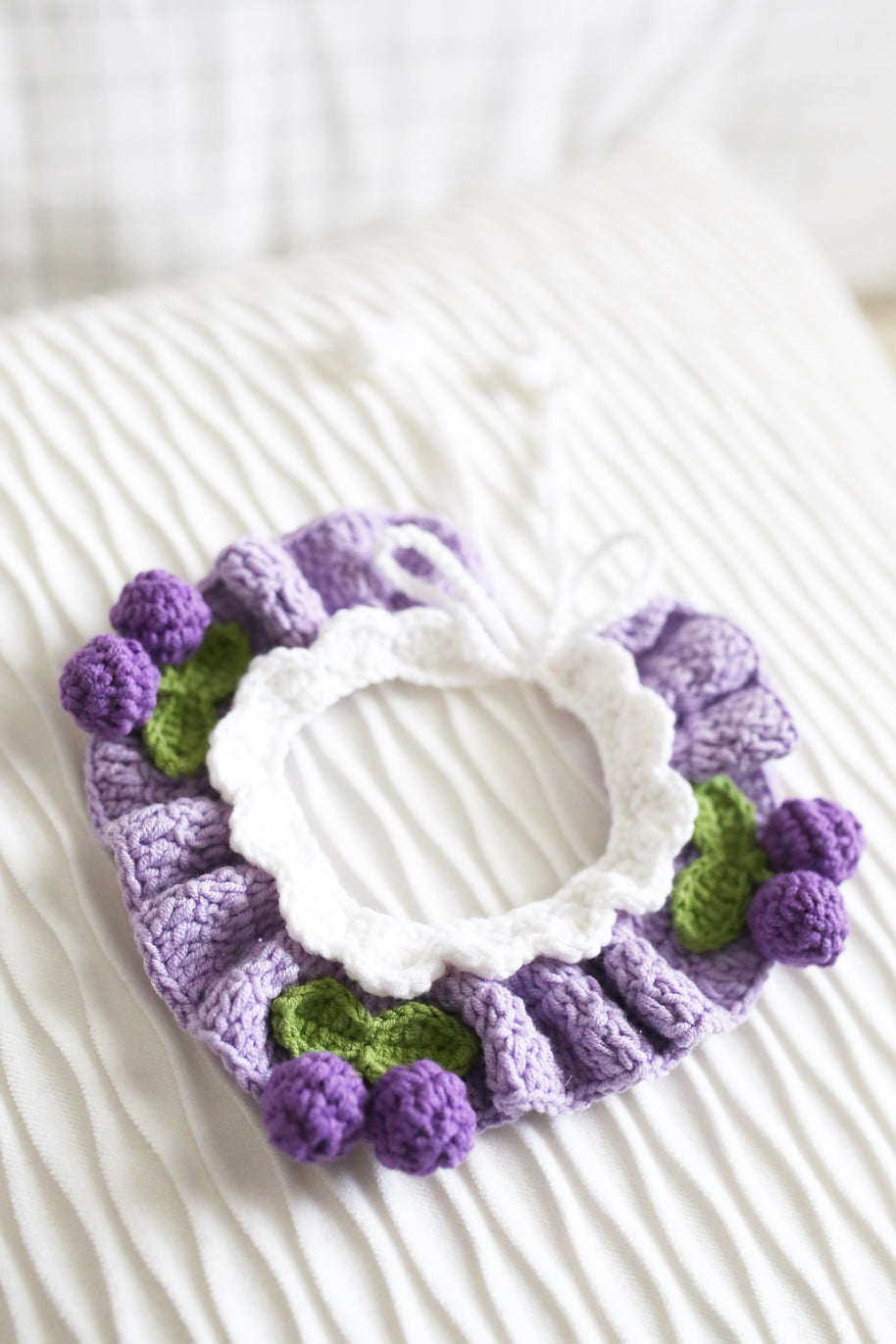 💜Berry Bloom Crochet Doll Bib/Collar 🍇🌸💜