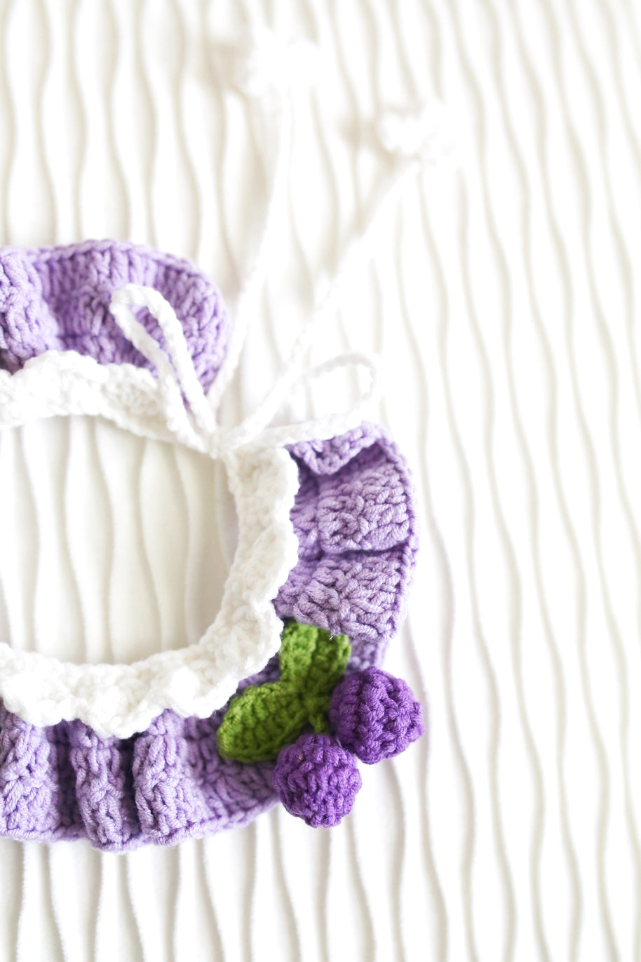 💜Berry Bloom Crochet Doll Bib/Collar 🍇🌸💜