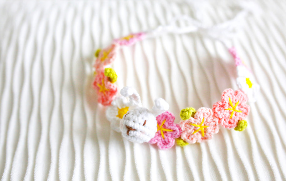 Blossom Bunny Crochet Doll Bib/Collar 🌸🐰💖