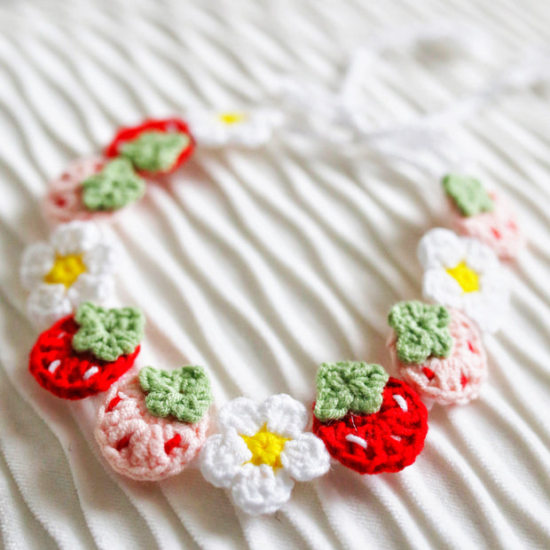 Strawberry Garden Crochet Doll Bib/Collar 🍓🌼🌿