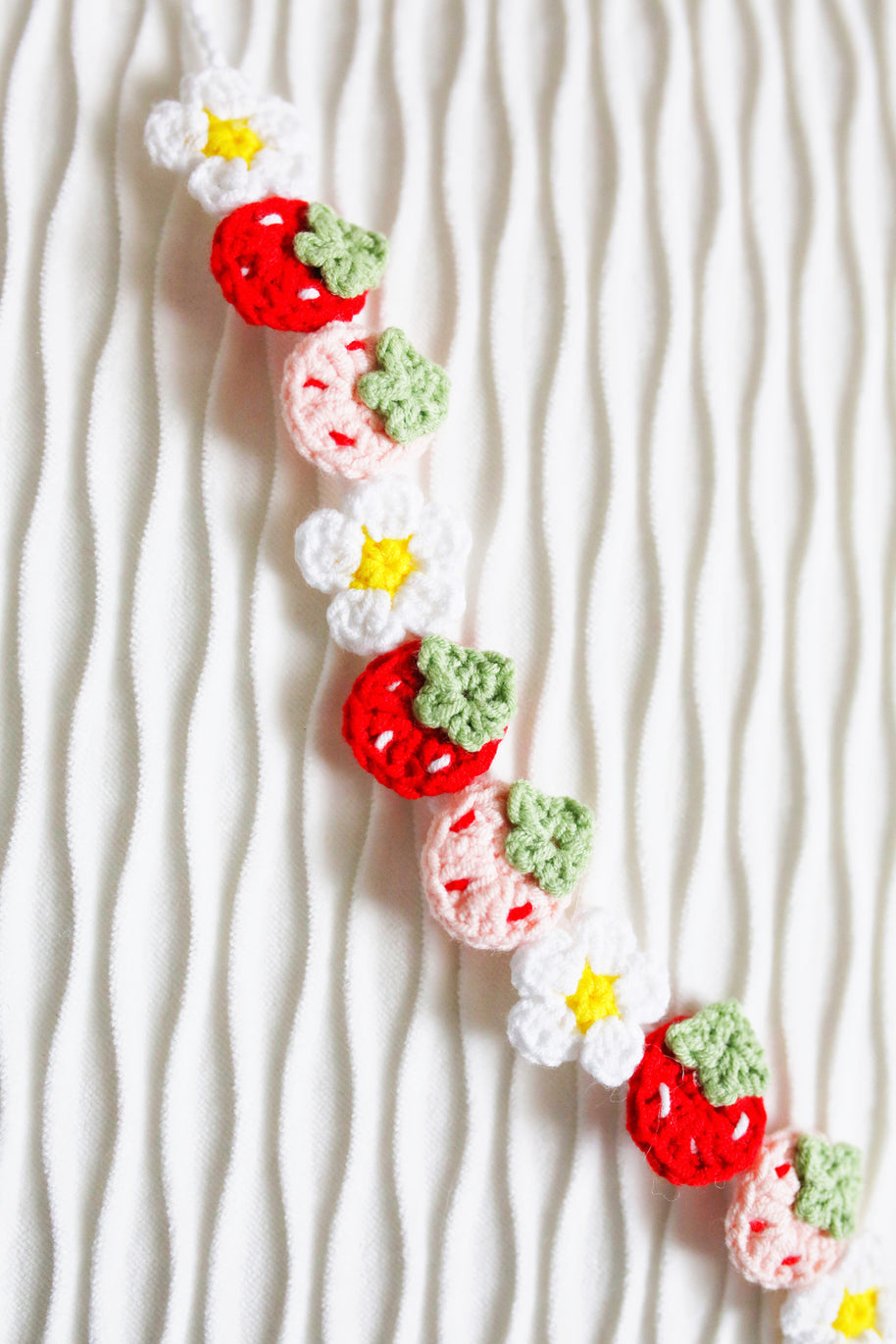 Strawberry Garden Crochet Doll Bib/Collar 🍓🌼🌿