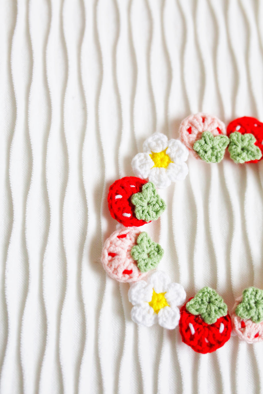 Strawberry Garden Crochet Doll Bib/Collar 🍓🌼🌿
