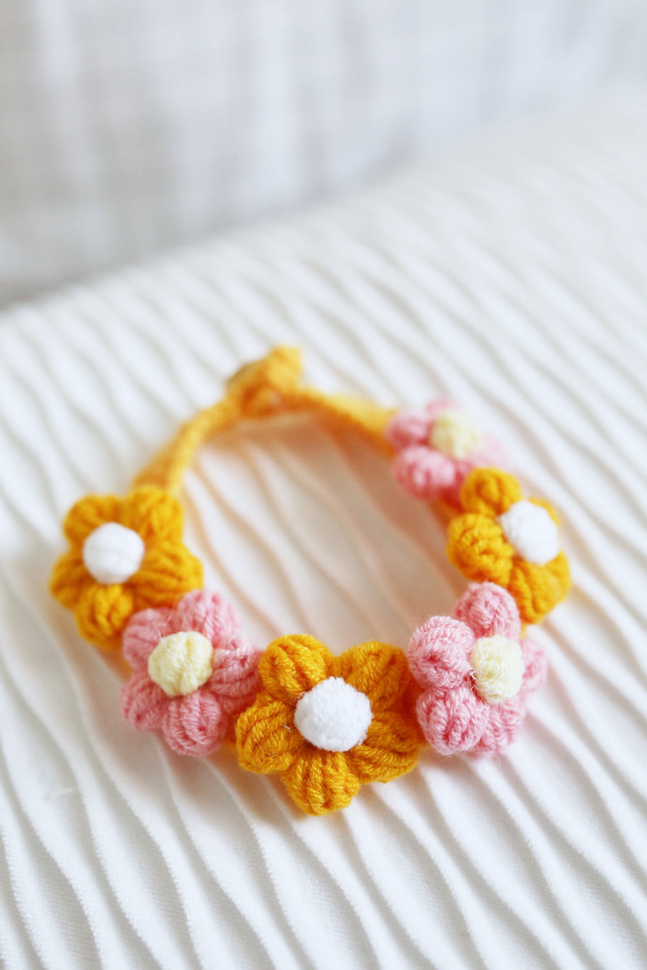 Sunny Blossom Crochet Doll Bib/Collar 🌼🌸☀️