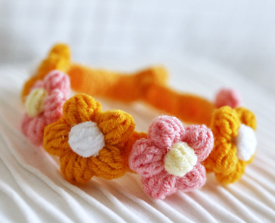 Sunny Blossom Crochet Doll Bib/Collar 🌼🌸☀️