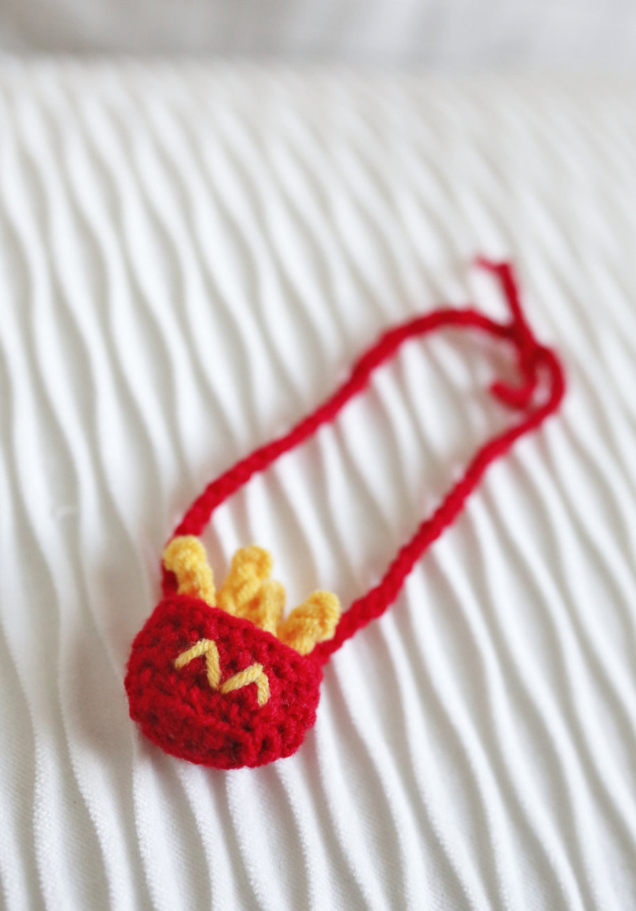Fries & Fun Crochet Doll Bib/Collar and Bag Set 🍟🎉