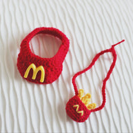 Fries & Fun Crochet Doll Bib/Collar and Bag Set 🍟🎉