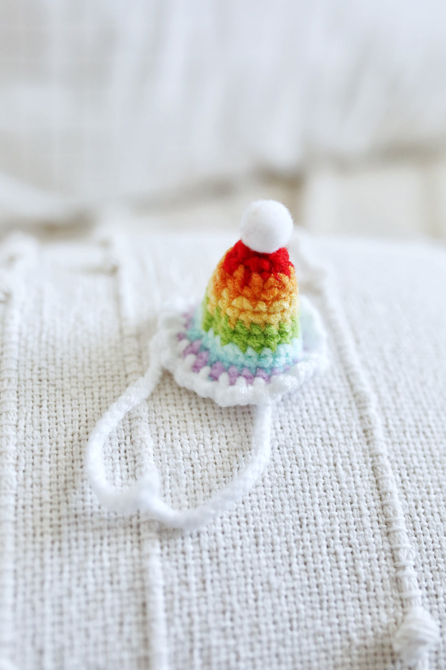 Rainbow Party Hat Crochet Doll Hat🌈🎉✨