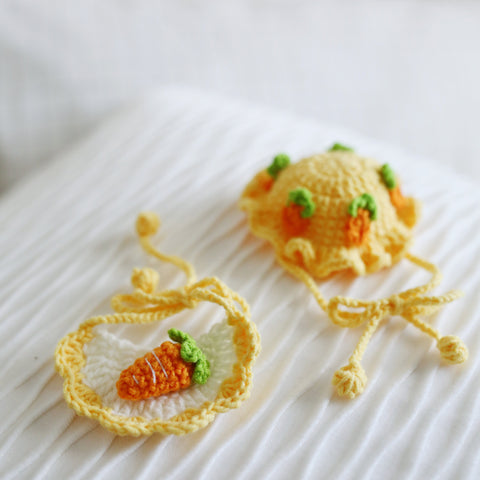 Carrot Patch Crochet Doll Bib/Collar and Hat Set 🥕🌼🐇