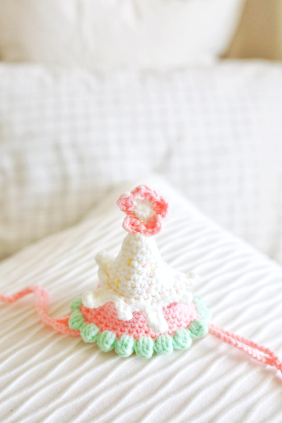 Pink Blossom Birthday Crochet Doll Hat 🌸🎀🎉