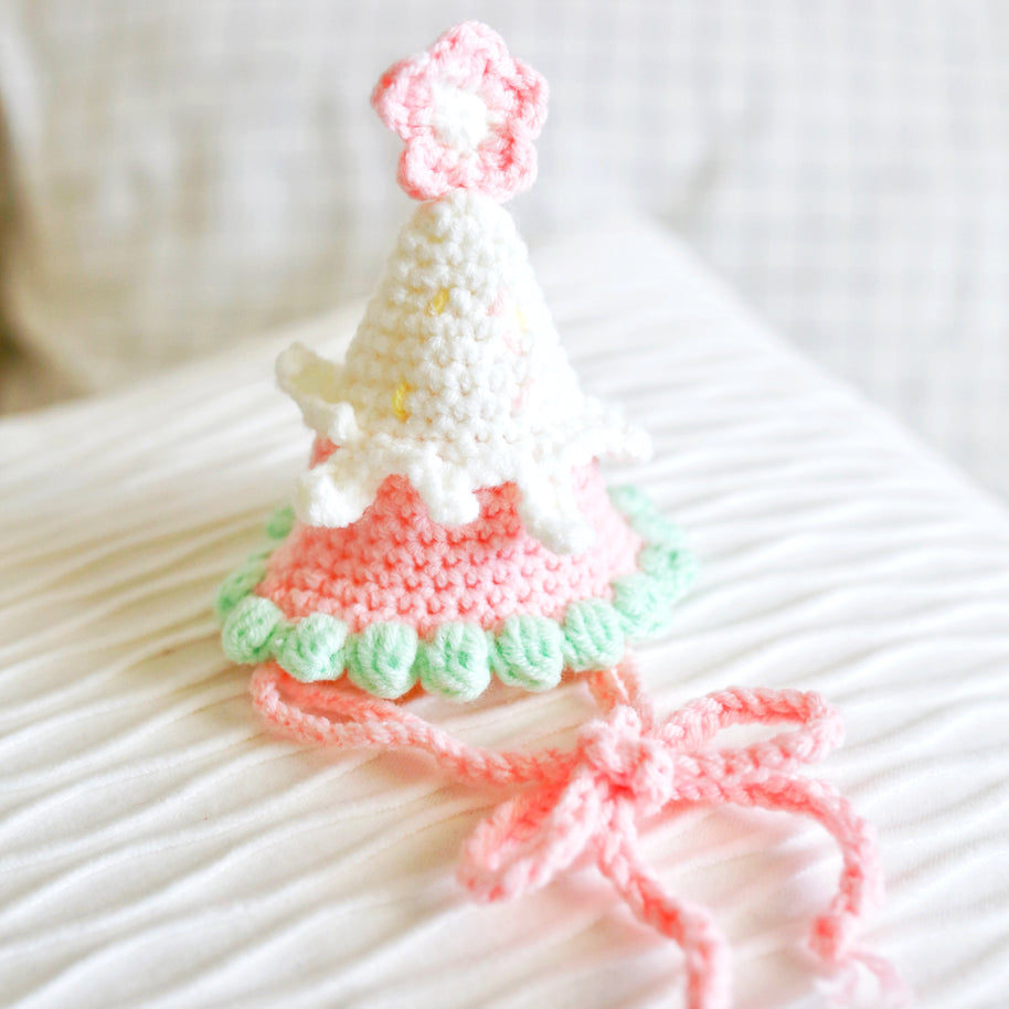 Pink Blossom Birthday Crochet Doll Hat 🌸🎀🎉