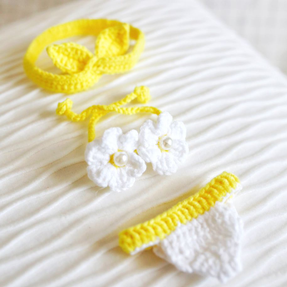Lemon Blossom Crochet Doll  Bikini Set 🍋🌸👙