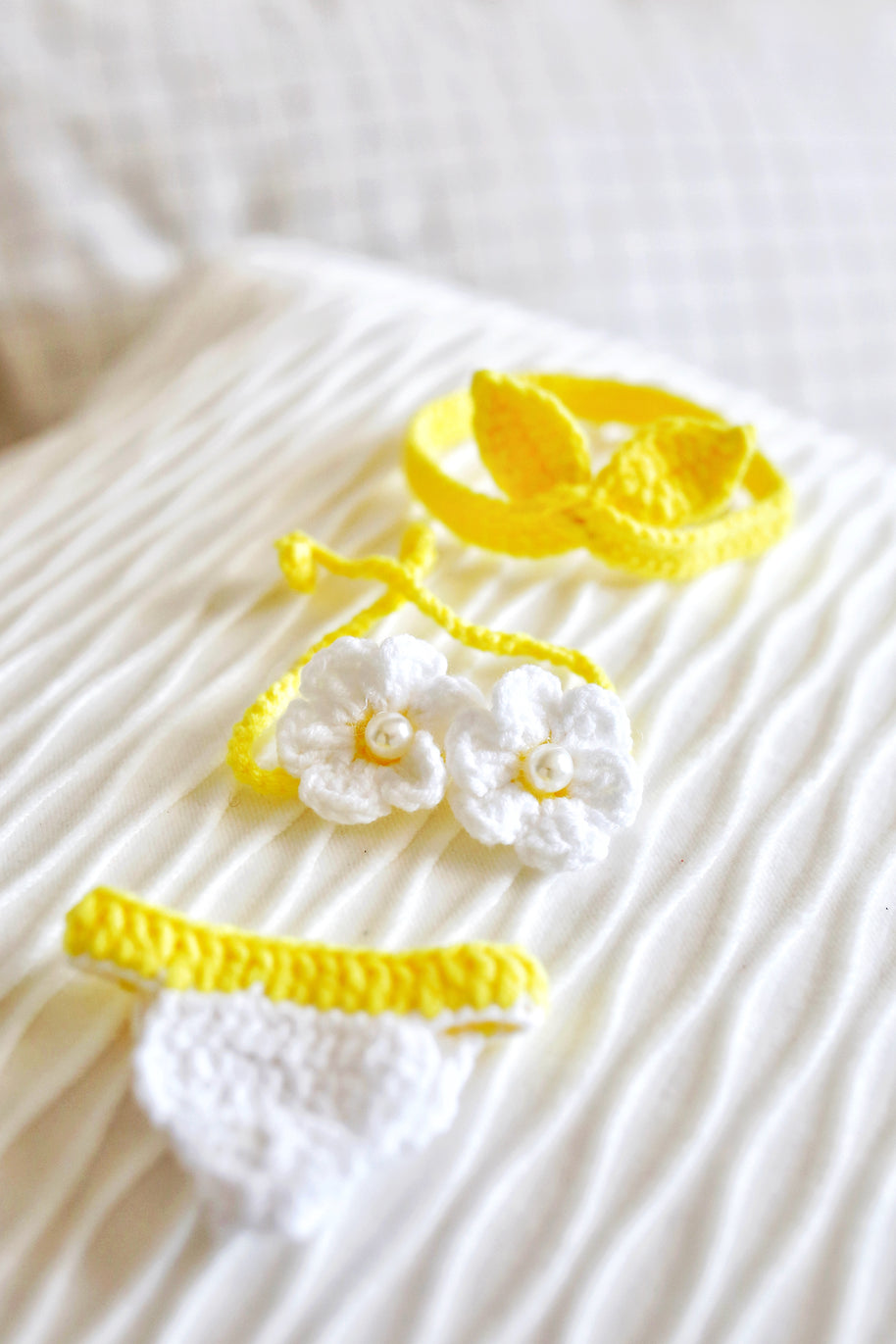Lemon Blossom Crochet Doll  Bikini Set 🍋🌸👙