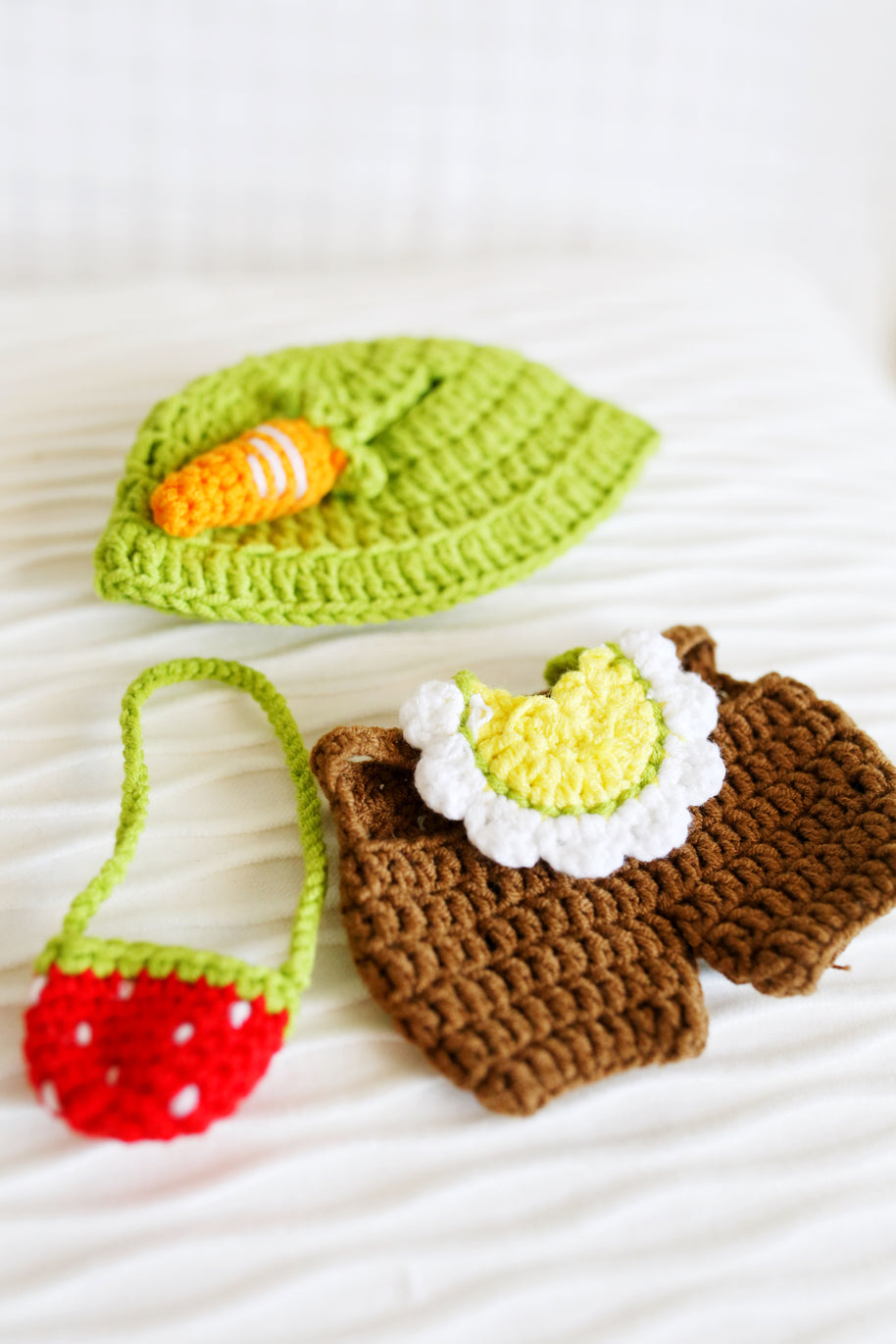 Garden Picnic Crochet Doll Outfit Set 🥕🍓🌼