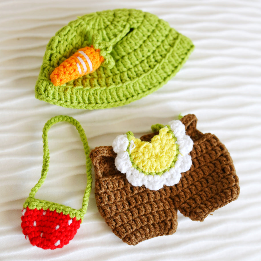 Garden Picnic Crochet Doll Outfit Set 🥕🍓🌼