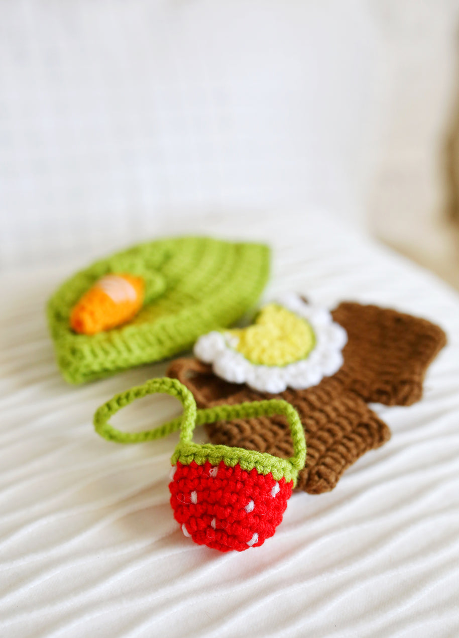 Garden Picnic Crochet Doll Outfit Set 🥕🍓🌼