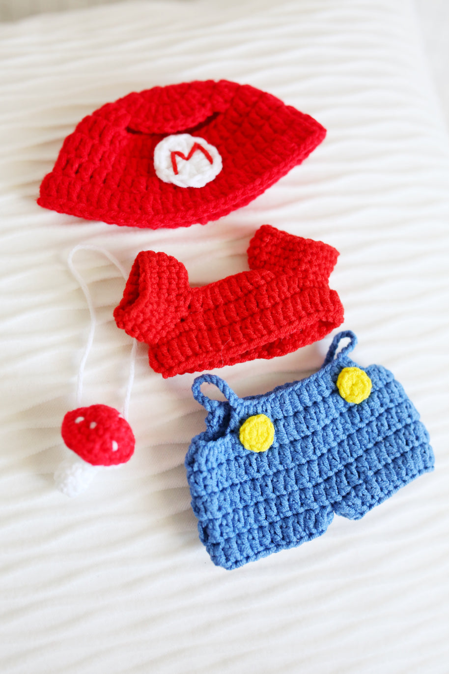 Pixel Hero Crochet Doll Outfit Set 🎮🍄⭐