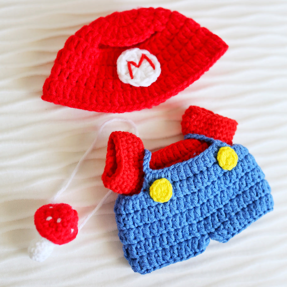 Pixel Hero Crochet Doll Outfit Set 🎮🍄⭐