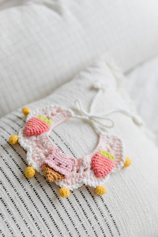 Strawberry Sundae Crochet Doll Bib🍓🐻🍦
