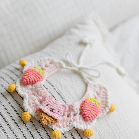 Strawberry Sundae Crochet Doll Bib🍓🐻🍦